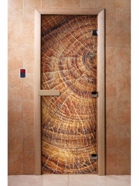 Стеклянная дверь для бани и сауны с фотопечатью 190*70 А049