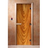 Стеклянная дверь для бани и сауны с фотопечатью 190*70 А050