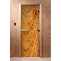 Стеклянная дверь для бани и сауны с фотопечатью 190*70 А051