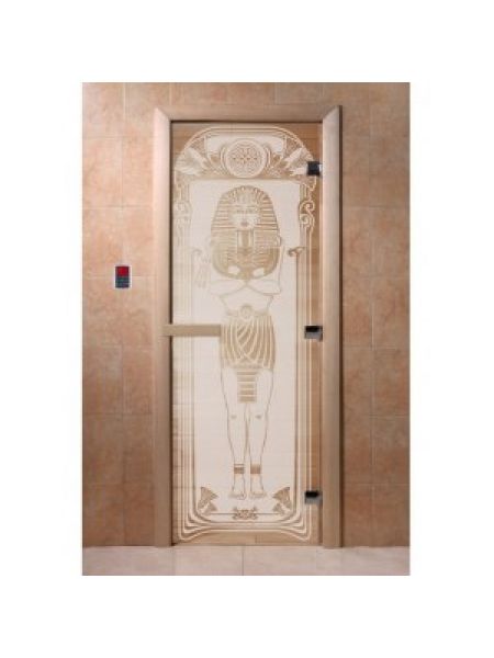 Дверь для бани "Египет" стекло сатиновая коробка ольха 70х190см