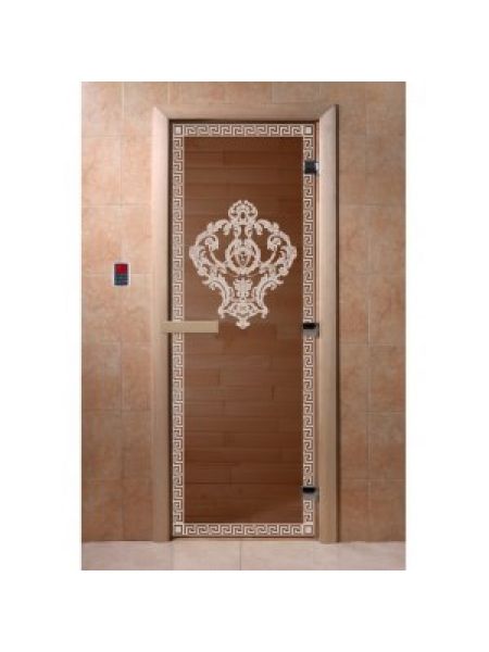 Дверь для бани "Версаче" стекло бронза прозрачное коробка ольха 70х190см