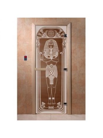 Дверь для бани "Египет" стекло бронза прозрачное коробка ольха 70х190см