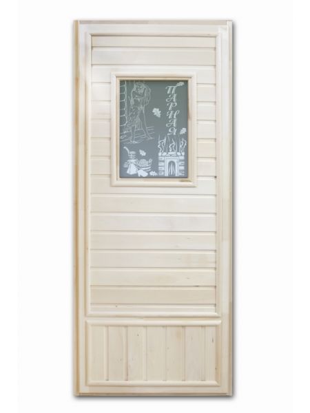 Дверь для бани "Девушка в баньке" эконом со стеклом 185х75см DW06