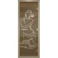 Дверь в хамам 70х190 см "Искушение" бронза прозрачная коробка алюминий
