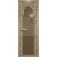 Дверь в хамам 70х190см "Восточная арка" бронза матовая коробка  алюминий