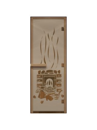 Стеклянные двери для бани Матовая бронза с рисунком