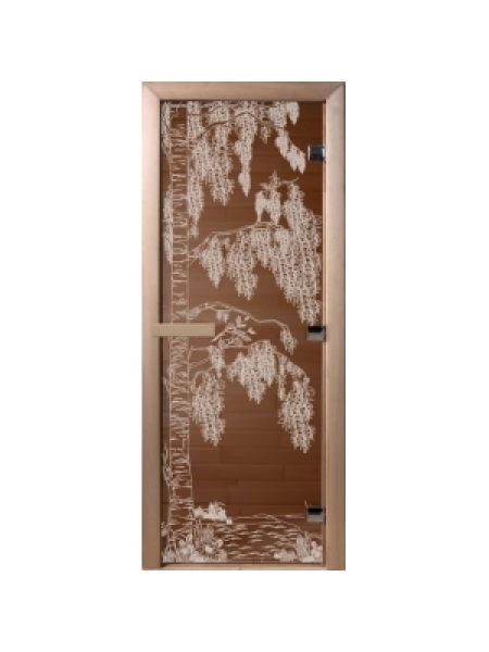 Дверь для бани "Березка" стекло бронза прозрачная коробка ольха 70х190 см