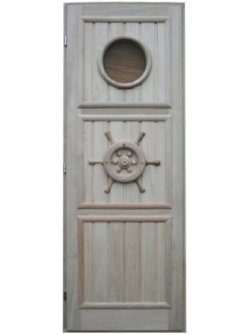 Дверь для бани кавказская липа с петлями "Штурвал" 190х70