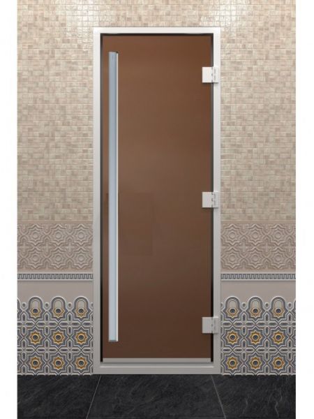Дверь в хамама Престиж 70х190 см бронза прозрачная коробка алюминий