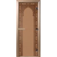 Дверь для бани "Восточная арка" стекло бронза матовая коробка ольха 70х190 см