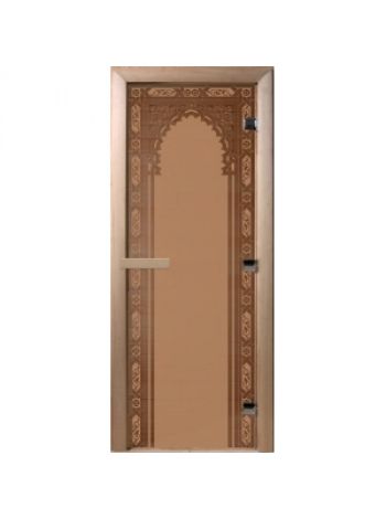 Дверь для бани "Восточная арка" стекло бронза матовая коробка ольха 70х190 см