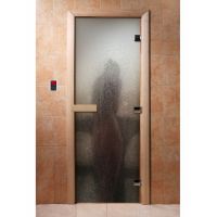 Стеклянная дверь для бани и сауны с фотопечатью 190*70 А012