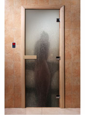 Стеклянная дверь для бани и сауны с фотопечатью 190*70 А012