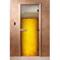 Стеклянная дверь для бани и сауны с фотопечатью 190*70 А014