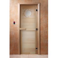 Стеклянная дверь для бани и сауны с фотопечатью 190*70 А023