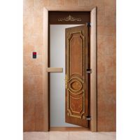 Стеклянная дверь для бани и сауны с фотопечатью 190*70 А024